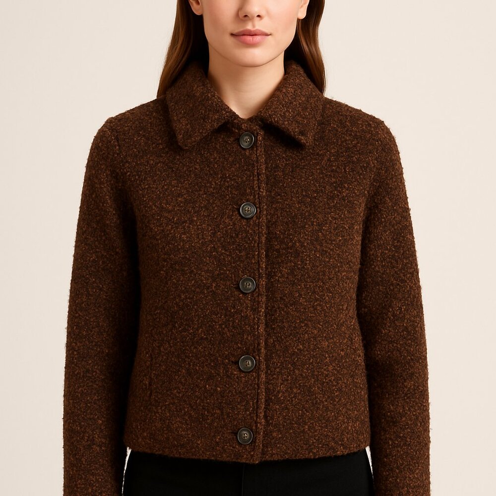 Requirements Brown Textured Button Front Jacket - image 1